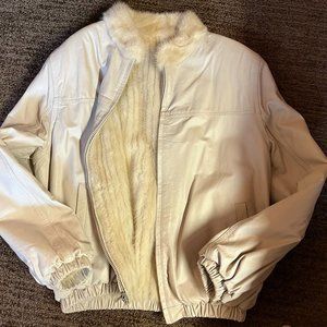 Custom Leather/ Mink Cream Jacket